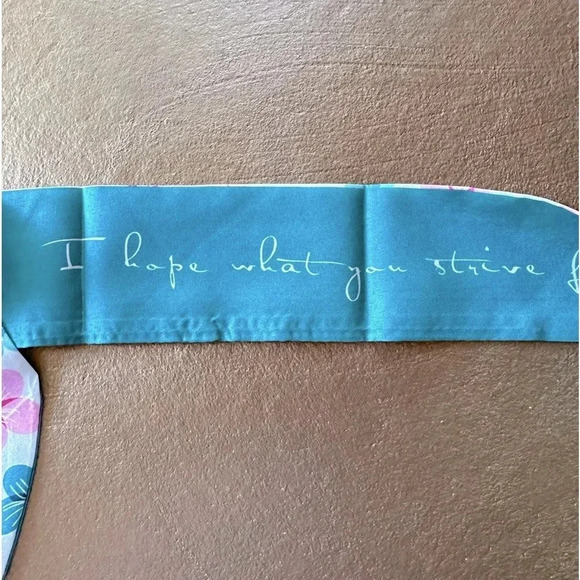 Reversible Pink & Green Cherry Blossom Twilly Narrow Scarf Tie Handbag Hair Bow - Picture 6 of 8